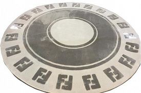 Овальный ковер ручной работы FENDI-8 круглый серо-белый
