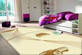 Круглый детский ковер  РЕТРО МАШИНКИ